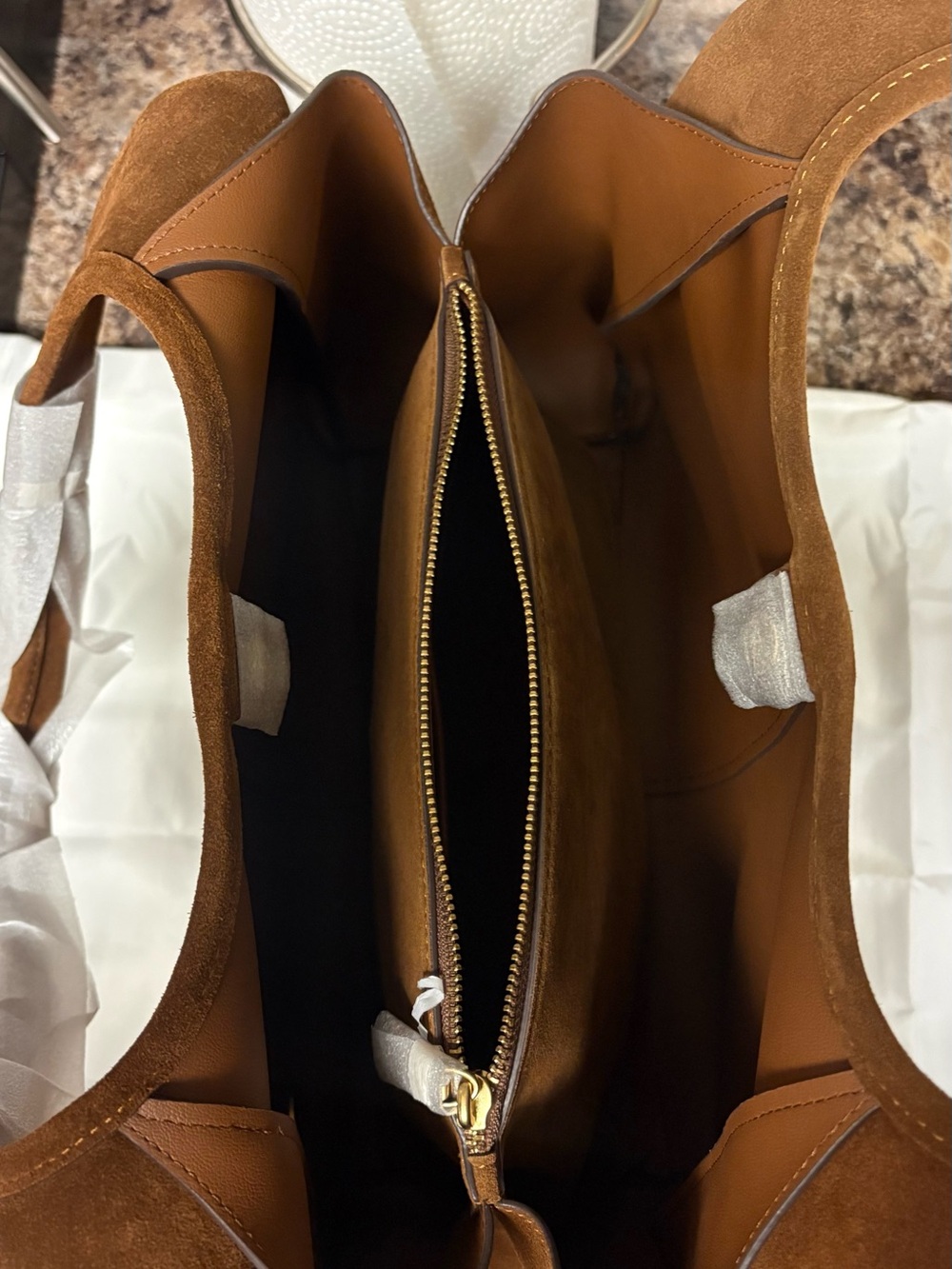 Brand new coach Lana Suede Shoulder Bag in Brown with Gold Accent - Picture 5 of 7